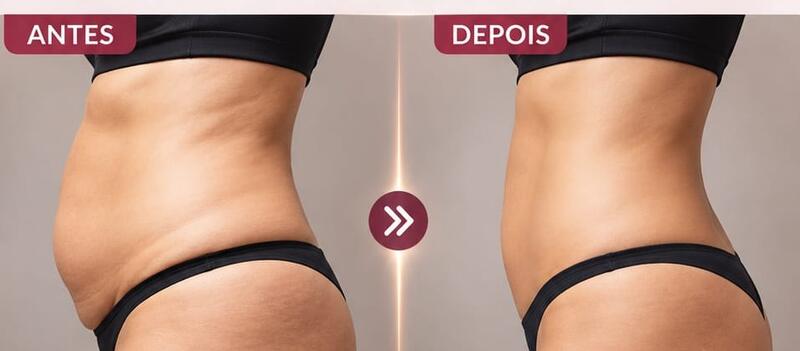 Antes e depois de cliente da Glamour Estética Feminina