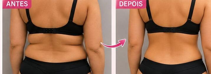 Antes e depois de cliente da Glamour Estética Feminina