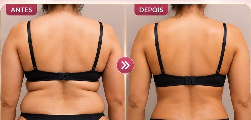 Antes e depois de cliente da Glamour Estética Feminina