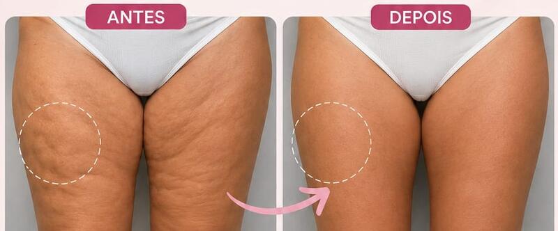 Antes e depois de cliente da Glamour Estética Feminina