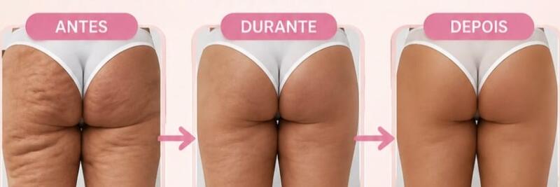 Antes e depois de cliente da Glamour Estética Feminina