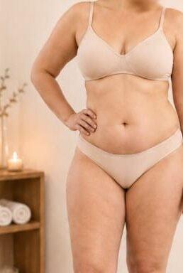 Antes e depois de cliente da Glamour Estética Feminina