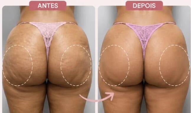 Antes e depois de cliente da Glamour Estética Feminina